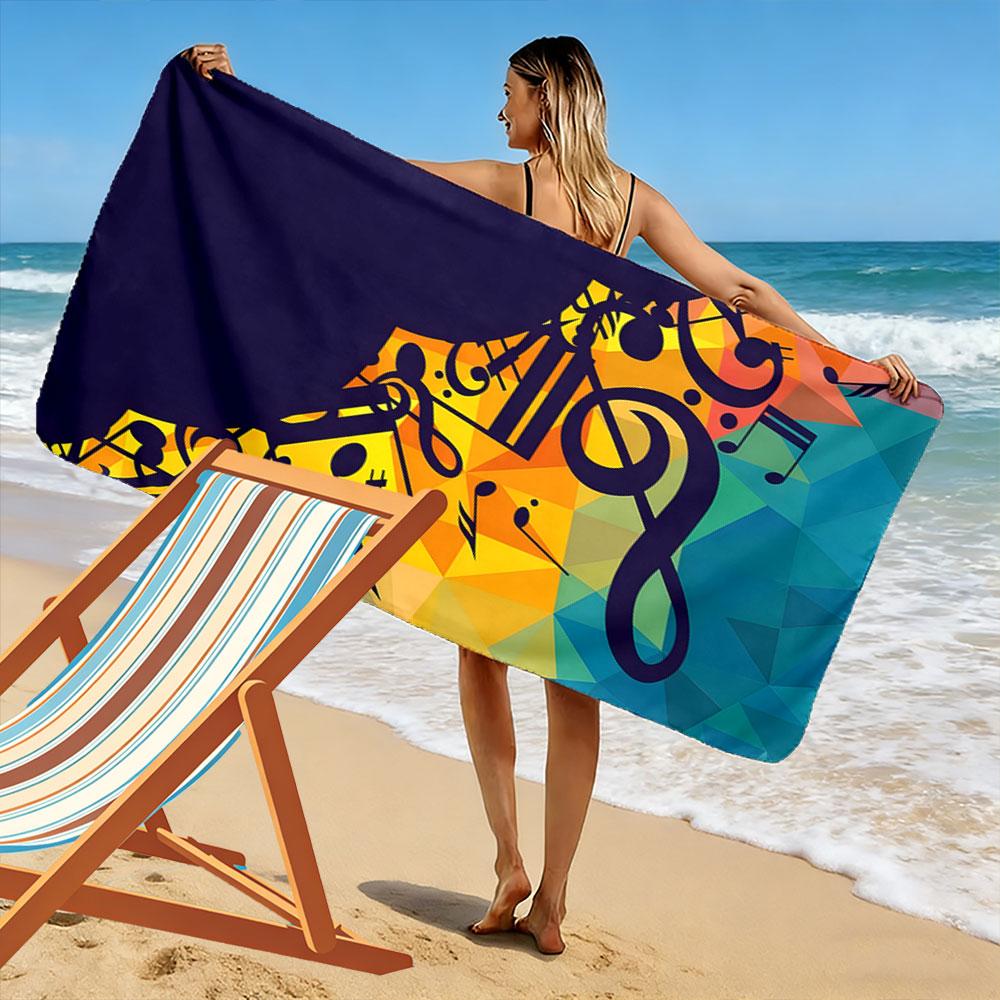 Harmonic Melody Vibrance Explosion Print Beach Towel, Quick Drying, Suitable for Travel, Outdoor Sports, Jogging, the Beach and Swimming, Gift