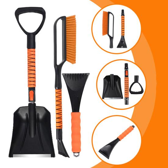 3Pcs Car Snow Removal Kit with Telescopic Foam Grip Multi-Function Wiper Ice Shovel Adjustable Length Snow Brush for Car SUV Truck