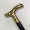 Art Deco Art Nouveau Brass Handle Black Lacquer Wooden Walking Stick Cane