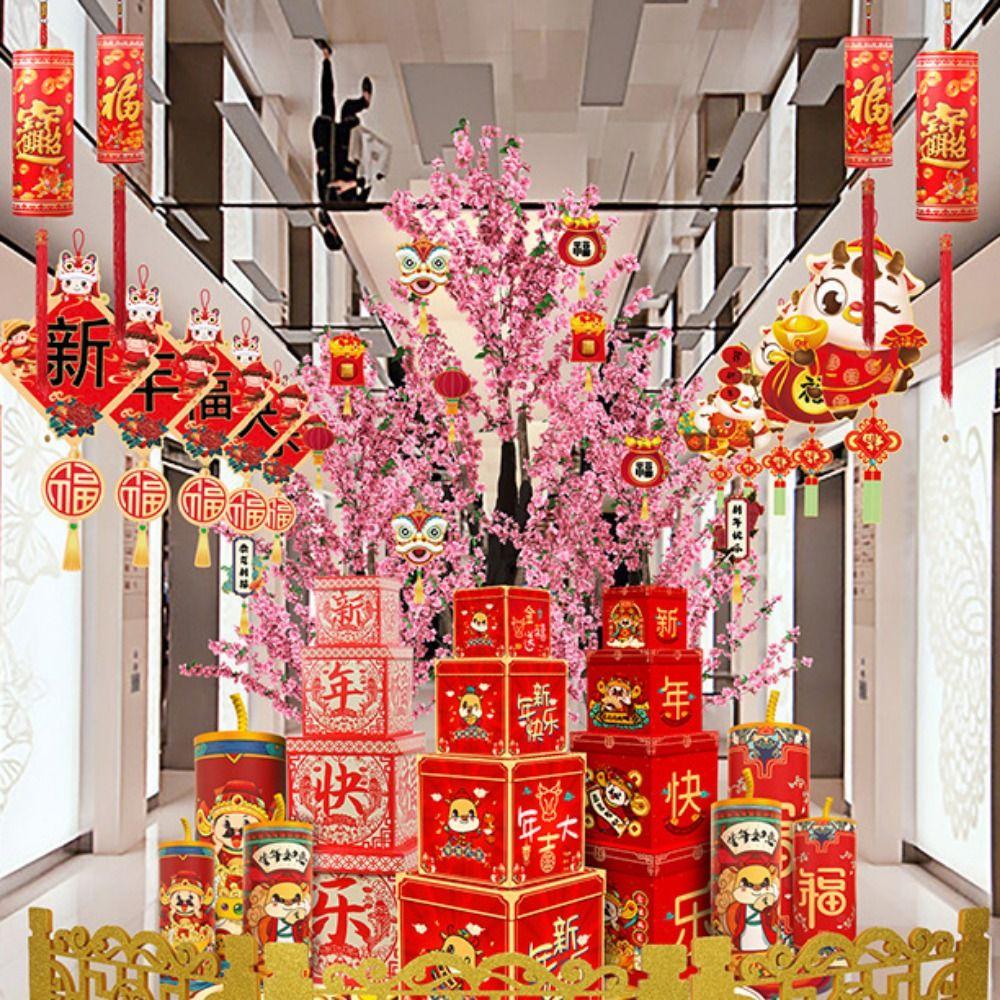 12pcs/set Hangable New Year Bonsai Hanging Tag Decorative Fortune Tree Small Pendants  Christmas