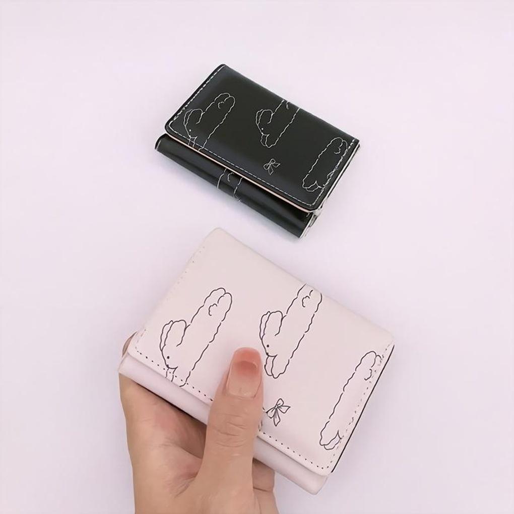Women's Rabbit Illustration Color Wallet Student Wallet