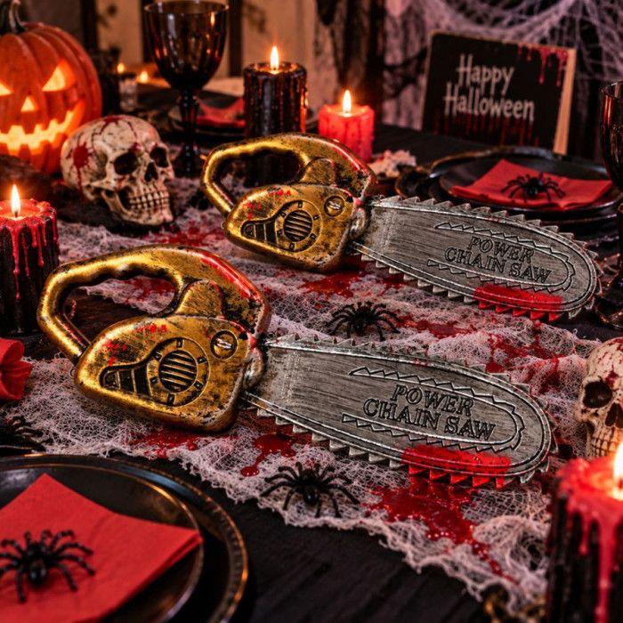 Lot de 2 Tronçonneuses Ensanglantées Halloween 40 cm – Accessoires de Décoration ou Costume pour Fête et Déguisement