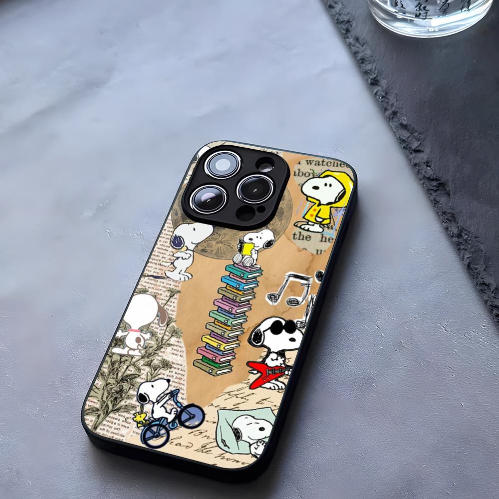 Big Head Snoopy Cartoon Phone Case Tempered Glass For IPhone 17 13 14 16 12 15 11 Pro Max Plus Mini X XR SE2020 Coque