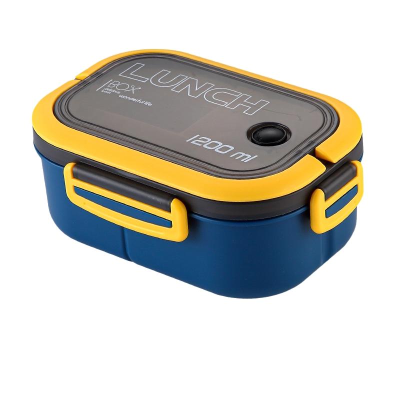 

Портативный герметичный ланч-бокс бенто с двойным слоем, микроволновой, контейнер для детской еды с приборами, кухонные аксессуары синий