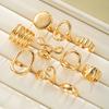 New 10Pcs Geometric Gold Rings Set for Women Vintage Fashion Jewelry Smooth Irregular Party Rings