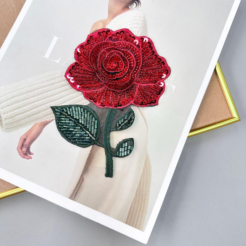 Exquisite Sequined Beads, Embroidered Roses, Decals, Decorative Clothing, Tops, Dresses, Bags, Accessories, Cloth Stickers, Accessories