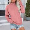 Women's Solid Color Turtleneck Sweatshirt Long Sleeve Pullover with Front Pocket Casual Top for Everyday Wear