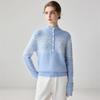 Women's Ethnic Style Fair Isle Jacquard Cashmere Half-Zip Sweater - Loose Fit, Thick Knit Winter Top