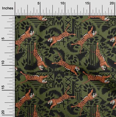 Cotton Flex Light Green Fabric Tiger Sewing Craft Projects Fabric Prints By Yard 40 Inch