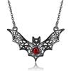 Gothic Dark Style Bat Ruby Hollow Necklace European and American Fashion Animal Necklace