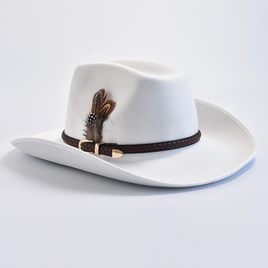 Men Women Western Style Felt Fedoras Hats Vintage Gentleman Cowgirl Jazz Hats Wide Brim Church Caps