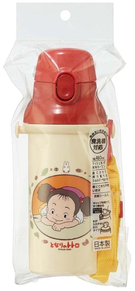 Skater Children's Water Bottle, 480ml, Direct Drinking, Plastic, One-Touch Operation, Dishwasher Safe, Made in Japan, Ghibli Totoro, Mei, Girl's