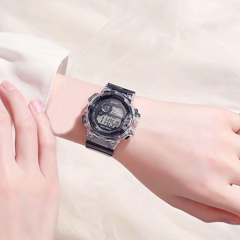 Elektronische Uhr, Transparentes Gehäuse, Mittleres Zifferblatt, Schüleruhr für Damen und Herren