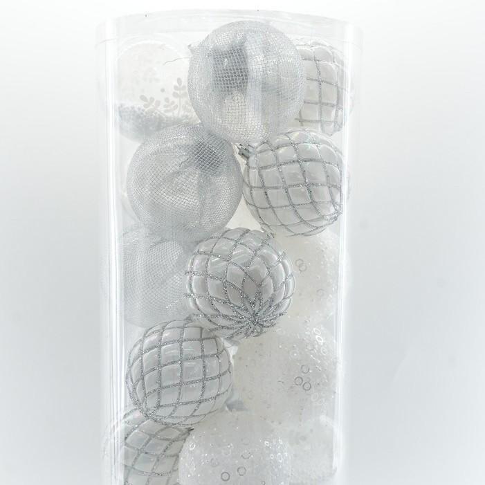 Christmas Decoration 8cm Plastic Balls Party Hanging Ornaments Classic Bucket Set Electroplated Spheres Holiday Decor