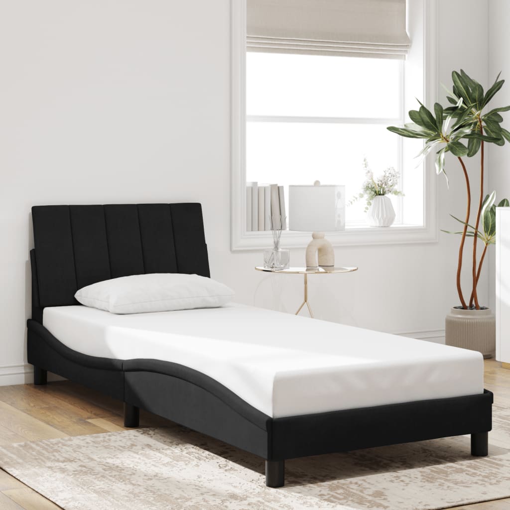 Vidaxl Bed Frame With LED Lighting, Black, 90X190 Cm, Velvet