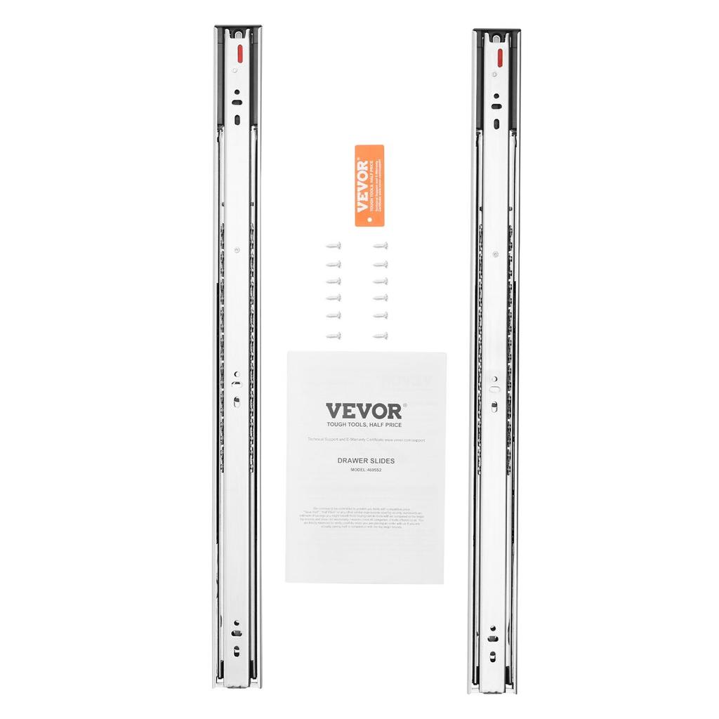 10 Pairs of 609.6mm Drawer Slides Side Mount Rails, Heavy Duty Full Extension Steel Track, Soft-Close Noiseless Guide Glides Cabinet Kitchen Runners