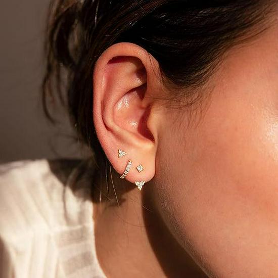 Boucles d'oreilles à clous en zircon - Ensemble tendance multi-piercing pour femmes