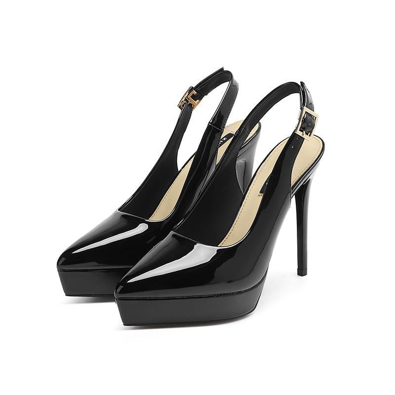 

1233C Women s Summer Peep-Toe Backless Stiletto Platform Heels 37 чорний