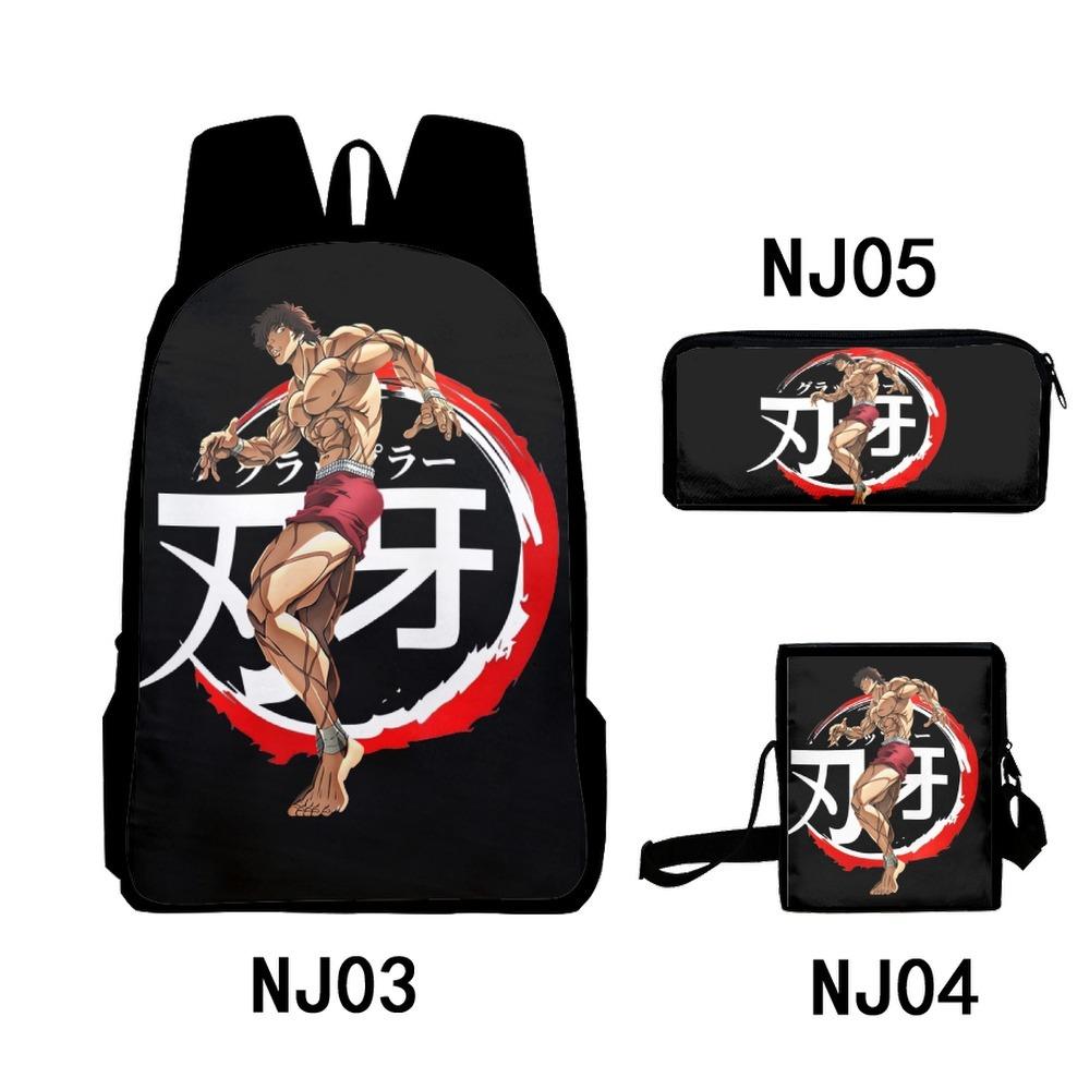 Classic Anime Yujiro Baki Hanma 3D Print 3pcs/Set pupil School Bags Laptop Daypack Backpack Inclined shoulder bag Pencil Case