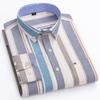 Men's Contrast Stripes Oxford Shirt Long Sleeve Button Down Collar 100% Cotton Chest Pocket Comfortable Casual Durable Spring Autumn Fashion Top