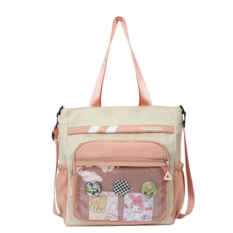 Student Messenger Bag Color Block Shoulder Bag Transparent Tote Bag
