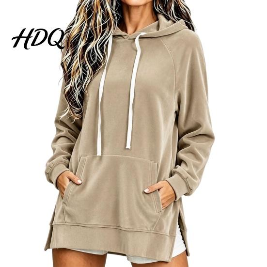Hoodie with Pockets Women Velvet Kangaroo Pocket Long Sleeve Pullover Casual Sweatshirt Sweatshirt Loose Drawstring Hooded Top for Fall Winter L