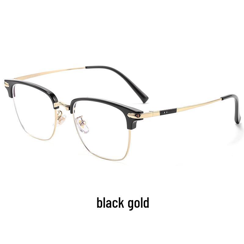 Anti-Blue Light Men's Eyebrow Eyeglass Frame, Ultralight Semi-Titanium, Lily Wei Model 122616Y, Fits Prescription Lenses.
