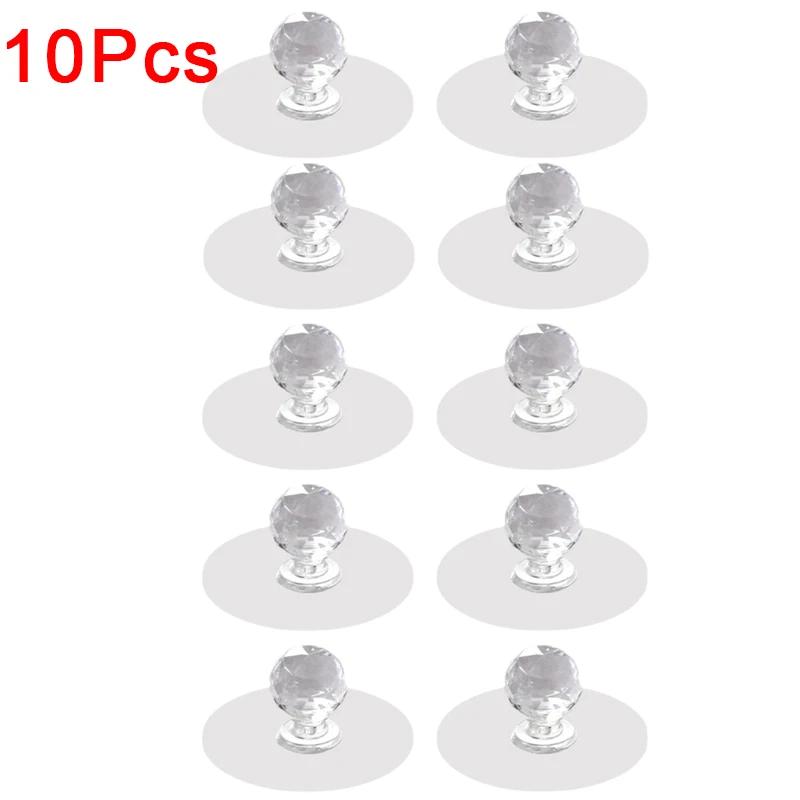 10/1Pcs Punch-free Crystal Drawer Handle Diamond Shape Self-Adhesive Acrylic Knobs Cabinet Wardrobe Furniture Pull Handle Hanger