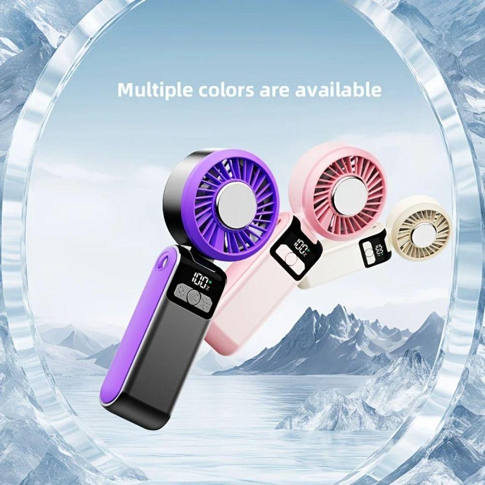 Lightweight Construction Handheld Fan Flexible Folding Design Desktop Fan  Travel Use