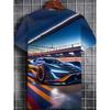 Großes Herren Sportwagen Muster 3D Gedrucktes Herren Rundhals Kurzarm T-Shirt Sommer Mode T-Shirt Lässig Bequem Vielseitiges Oberteil