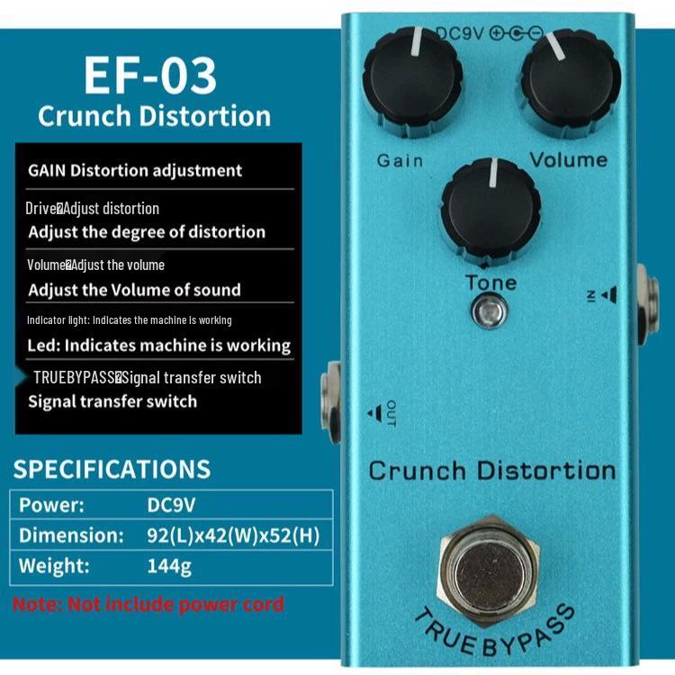 Compact Electric Guitar Effects Pedal: Overdrive, Distortion, Tremolo, Delay, Chorus, Reverb