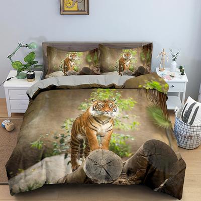 Tiger Bettbezug Weiche Deckenhülle Tier Bettwäsche Set Tiger Muster Steppdeckenbezug Für Zimmerdekor 2/3 Stück Bettwäsche