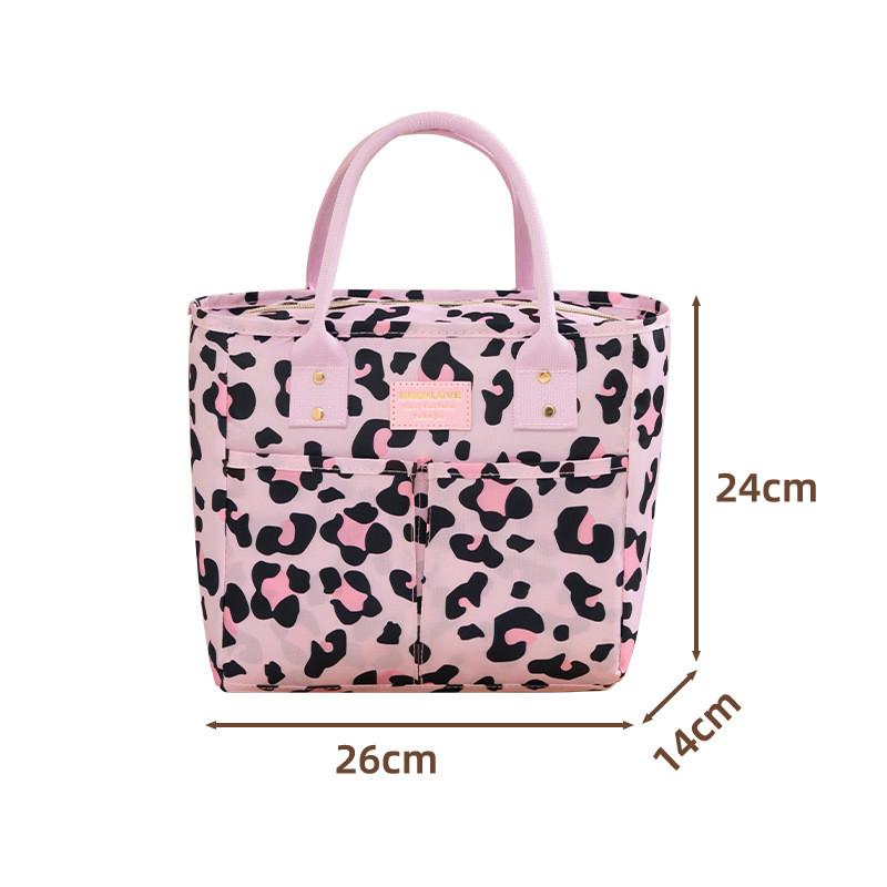 Large Capacity Cute Insulated Bag With Leopard And Bow Print Design Daily For