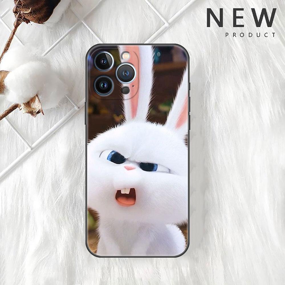 Cute Rabbit Case For Apple iPhone 11 13 14 12 Pro Max 7 8 XR X 6 5 5S SE 2022 13ProMax Black Silicone Phone Funda
