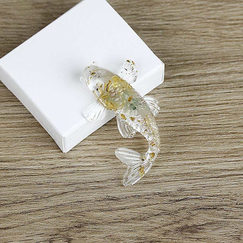 Fish Statue Natural Stone Healing Crystal Carved Animal Figurine Room Decor Reiki Mineral Gemstone Aquarium Decoration Gift