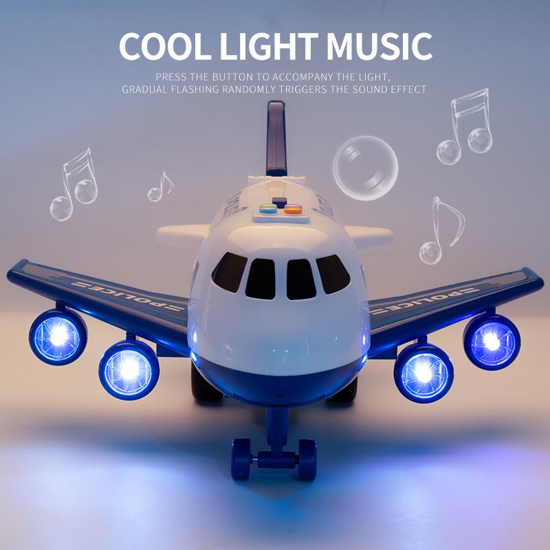 Children's Aircraft Toys For Boy Car Light Simulation Track Kids Cars Model Montessori Educational Inertial Plane Gifts