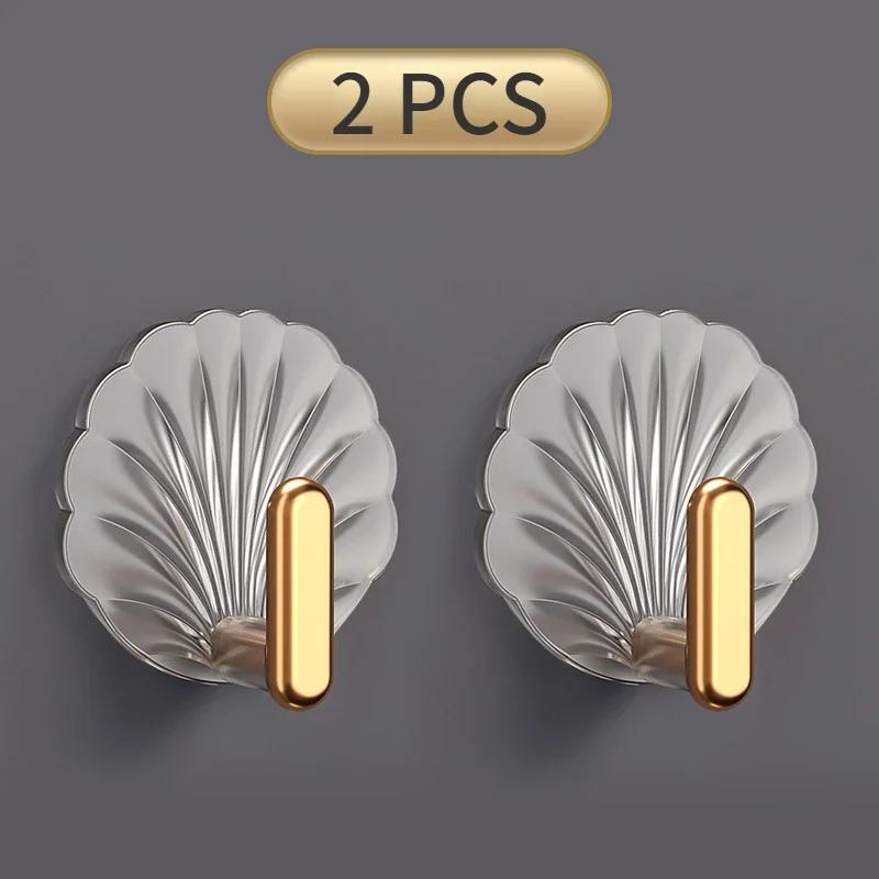 8/4PCS Punch-Free Strong Wall Hooks Luxury Strong Sticky Coat Hanger Rack Clothes Bag Key Kitchen Door Organizer Easy Install