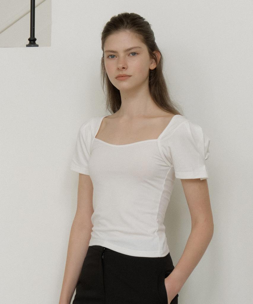 REORG Gir Tulip Neck Puff T-Shirt White