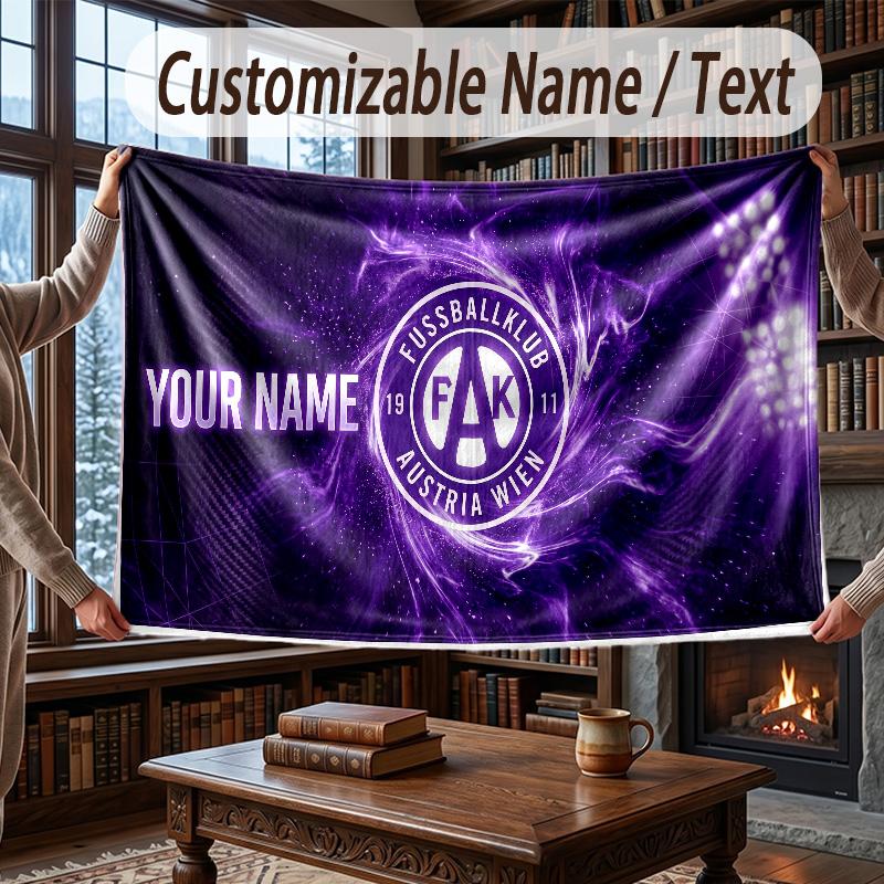 Custom Name Flannel Throw Blanket Austria Wien FC Pattern Warm Home Decoration