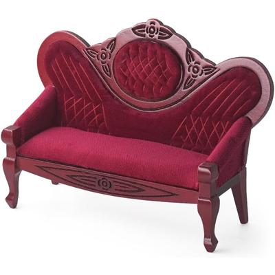 Dollhouse Chaise Lounge Miniature,Settee Chair for Victorian Vintage Living Room ,Mini Recliner Lounge Seat for 6 Inch Dolls