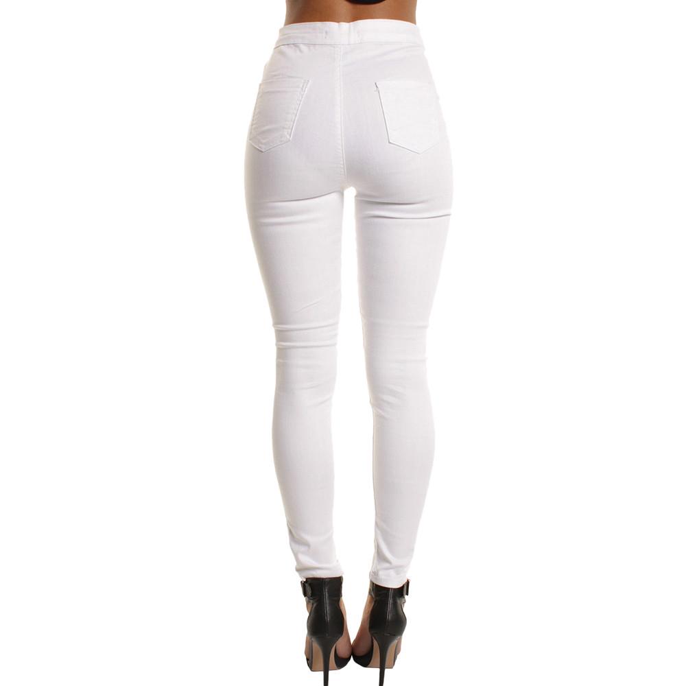 Women Casual Slim Hole Long Jeans Zippers Sexy Skinny Pants Daily Trousers
