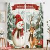 2pcs,2D plane printing Minimalist Curtains Cute Deer Snowman Christmas Winter (2) Durable 100% Polyester Fabric (without rod)