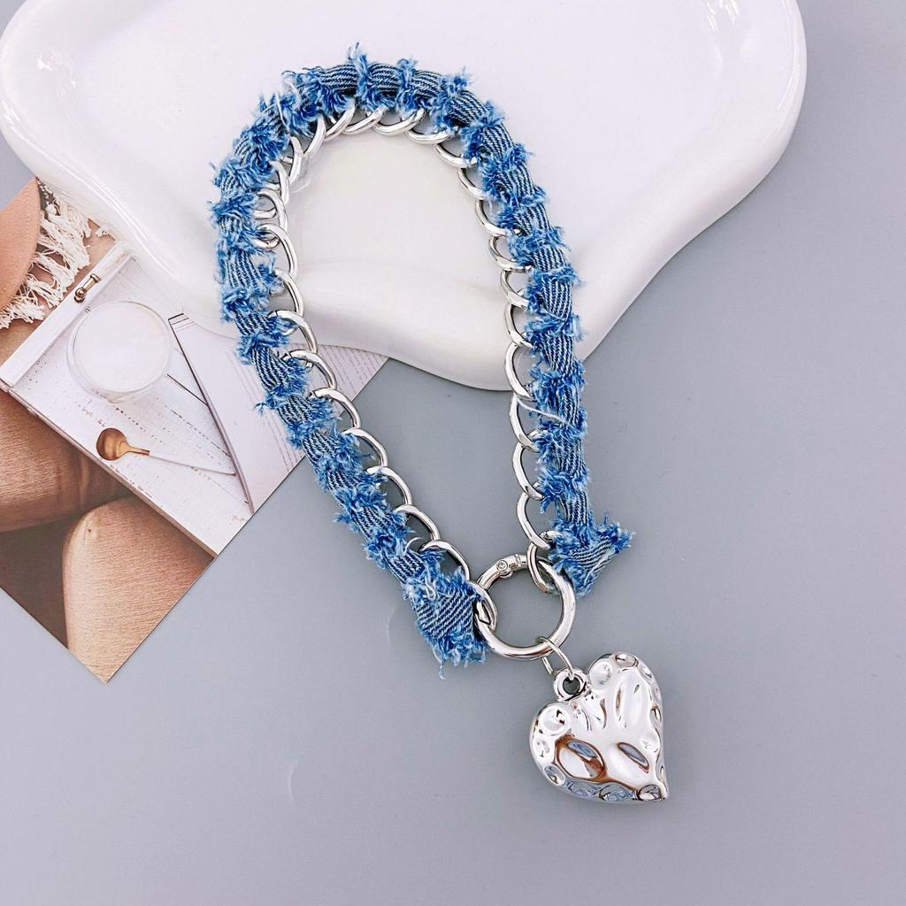 Trendigt Denimmönstrat Kedjearmband med Hänge för Telefoner & Väskor