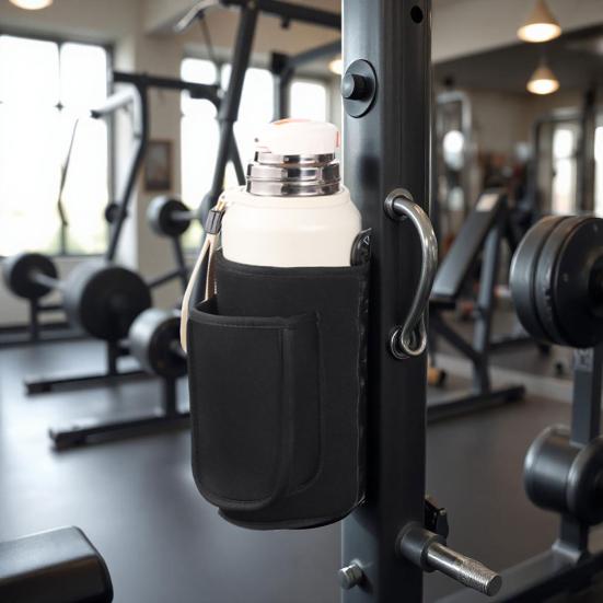 Magnetic Water Bottle Holder Bag with Phone Pocket Towel Buckle Gym Bottle Carrier Pouch Sleeve for Men