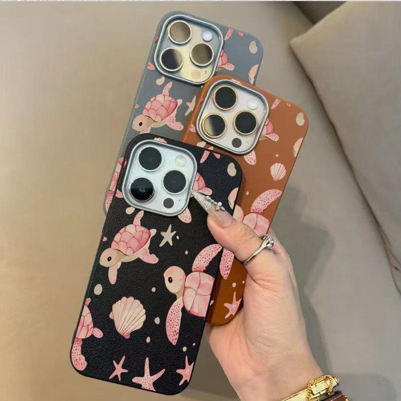 Cute Pink Turtle Shell Starfish Lychee Pattern Phone Case For iPhone 17 Air 16 15 14 13 12 11 Pro Max XS X XR 7 8 Plus 16E Cover