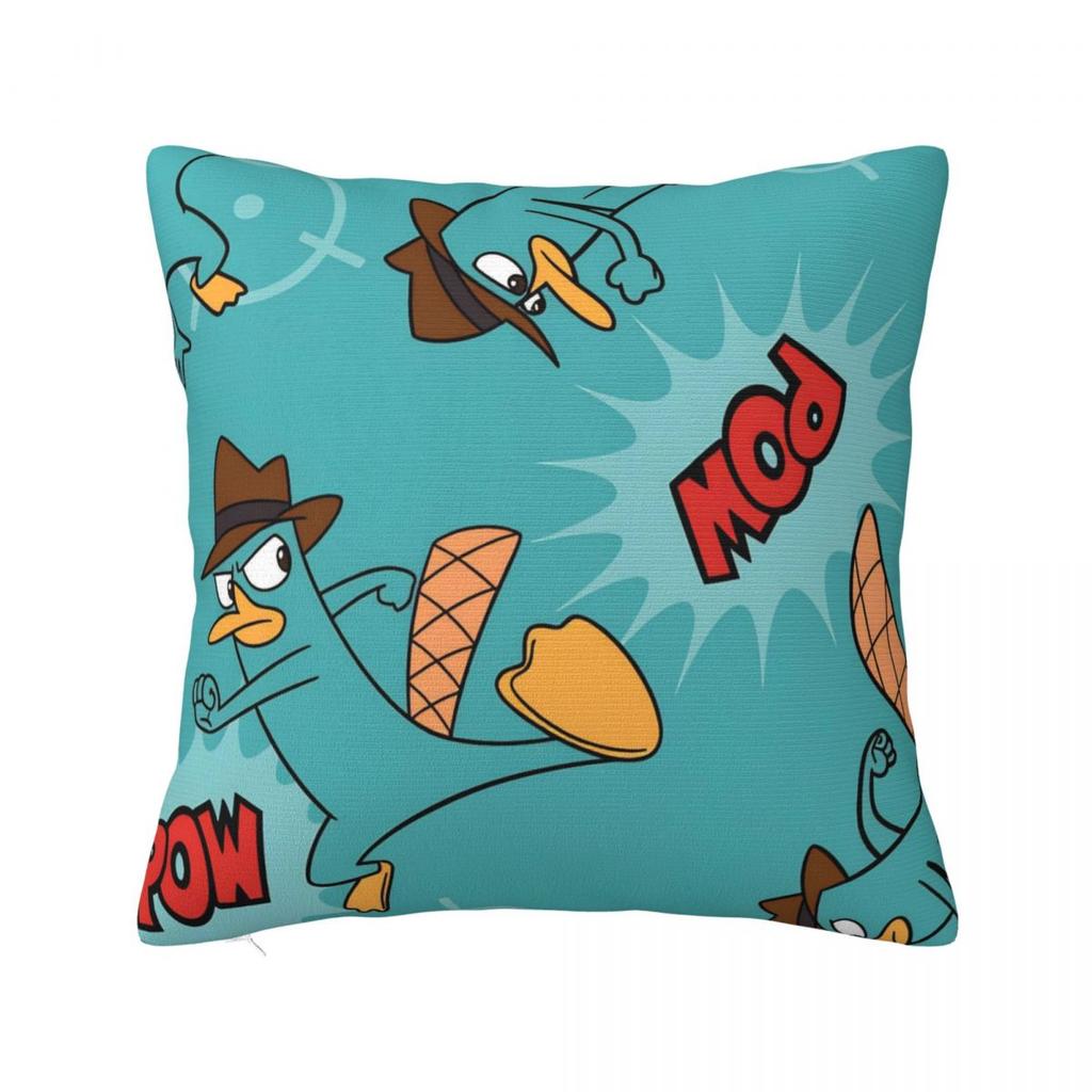 Perry The Platypus Square Pillow Case Cartoon Duck Cushion Covers Awesome Zippered Decor Pillowcase for Car cm