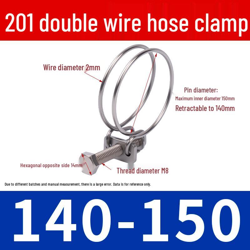 Doppeldraht-Schlauchschelle aus Edelstahl für Feuer-, Wasser-, Gasleitungen - Verdickt