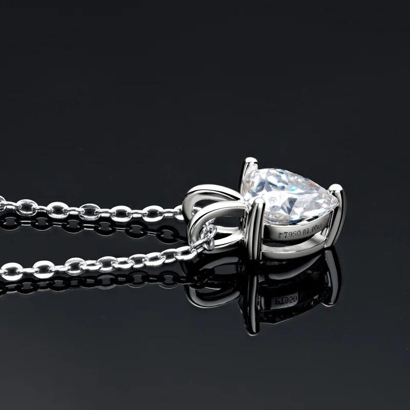 New 2 Carat Real Moissanite Necklace Heart Pendant Top Quality 925 Solid Silver Synthetic Diamond Gemstone Neck Fine Jewelry