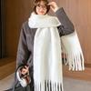 Solid Color Atmosphere Scarf Women's Winter New Korean Version Student Versatile Thickened Shawl Warm and White Scarf