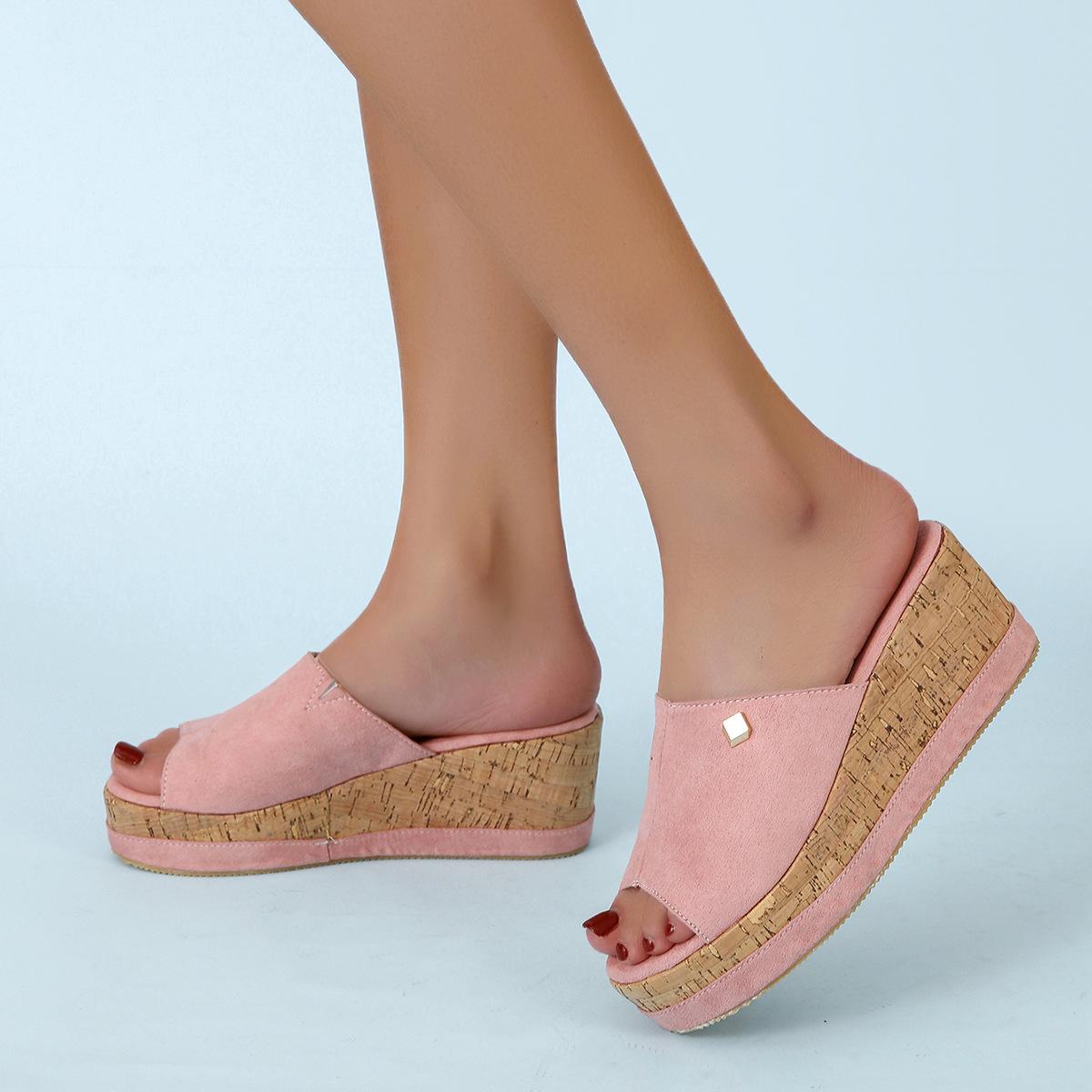 

Women s shoes new wedge heel platform fish mouth women s slippers slippers 42 золотий